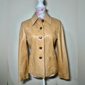 Women's XS Beige Vintage 1995 Banana Republic Genuine 100% Leather Jacket